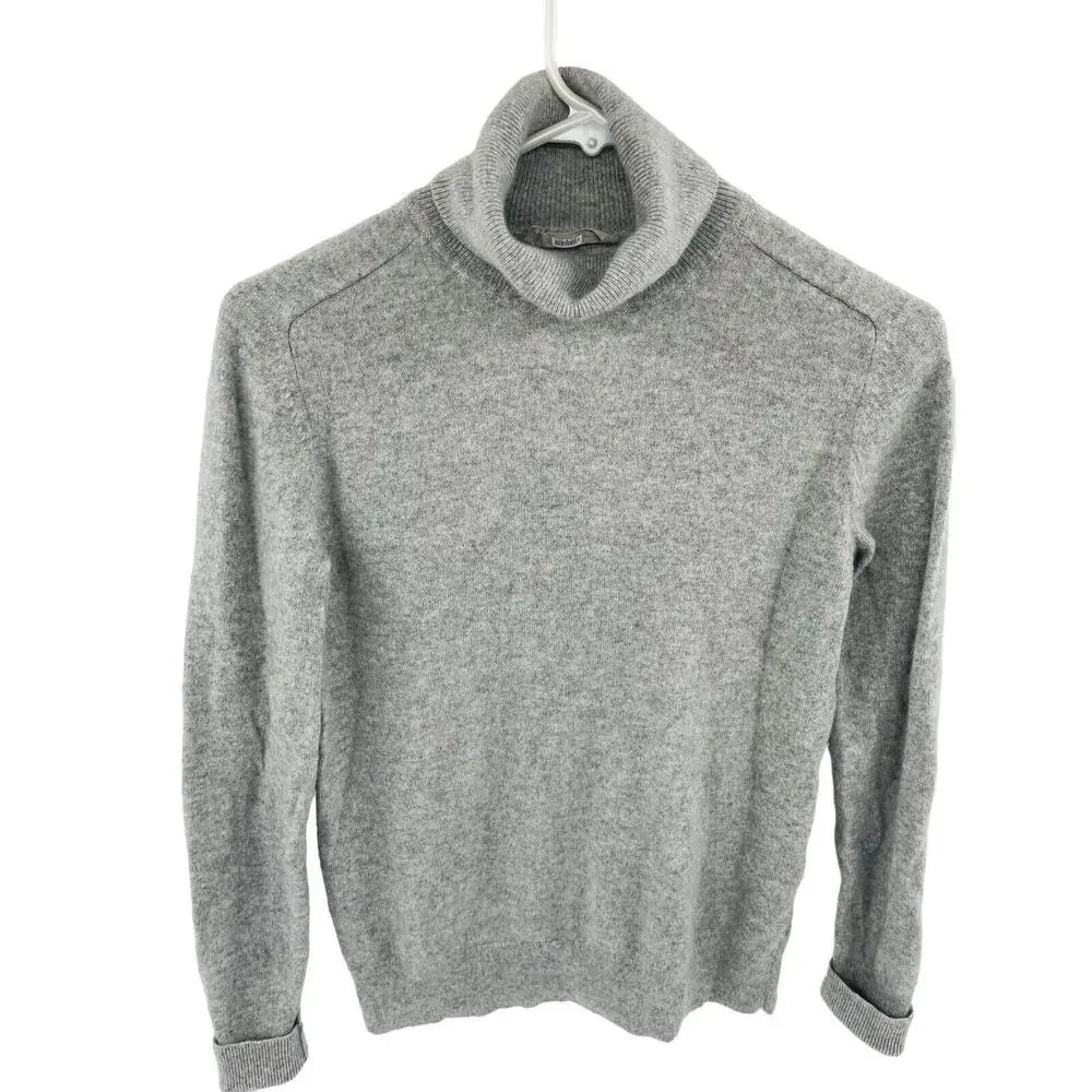 EVERLANE Cashmere Turtleneck Sweater Heather Gray Long Sleeve Pullover Size S - Picture 3 of 11